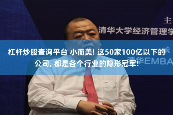 杠杆炒股查询平台 小而美! 这50家100亿以下的公司, 都是各个行业的隐形冠军!