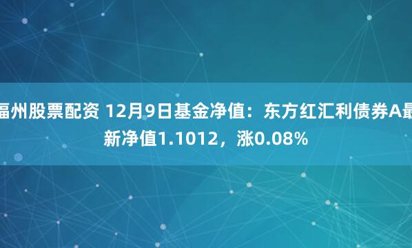 福州股票配资 12月9日基金净值：东方红汇利债券A最新净值1.1012，涨0.08%